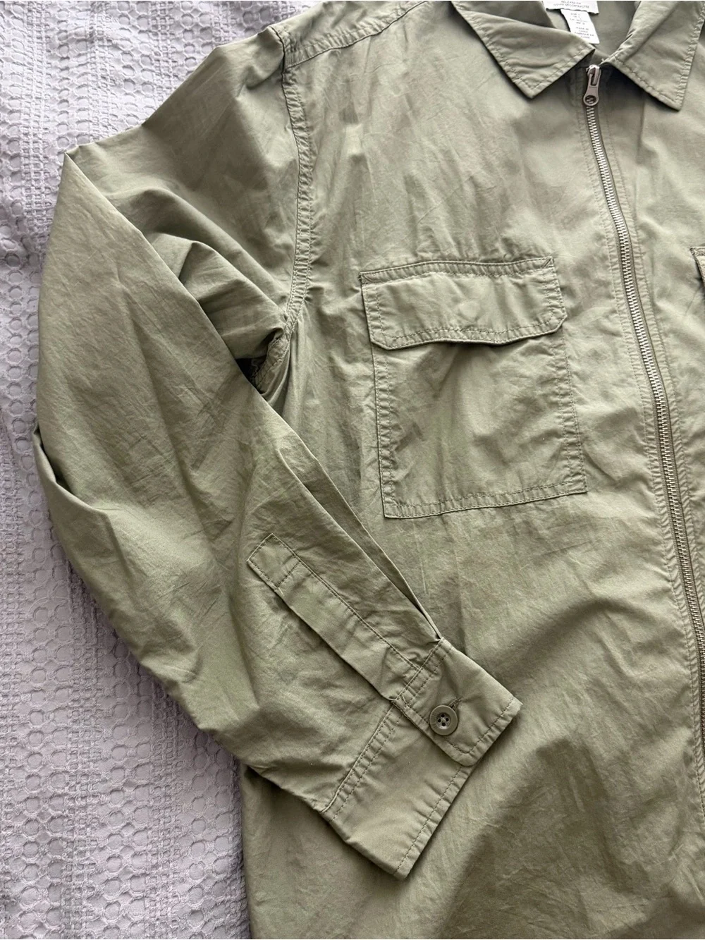 H&M Olive Green Zip-Front Utility Jacket